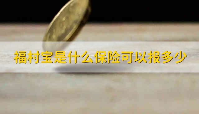 福村宝是什么保险可以报多少 福村宝是什么保险能够报多少