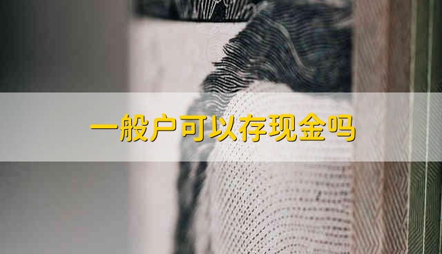 一般户可以存现金吗 可以在一般户存现金吗